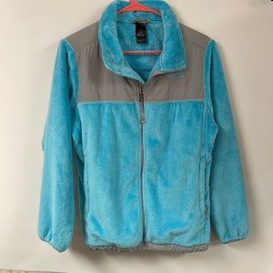 North face two tone girls size XL in turquoise and grey with pockets